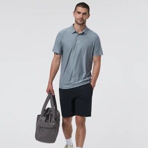 Vuori Strato Tech Polo Shirt Mist Heather Short Sleeve Men’s Large
